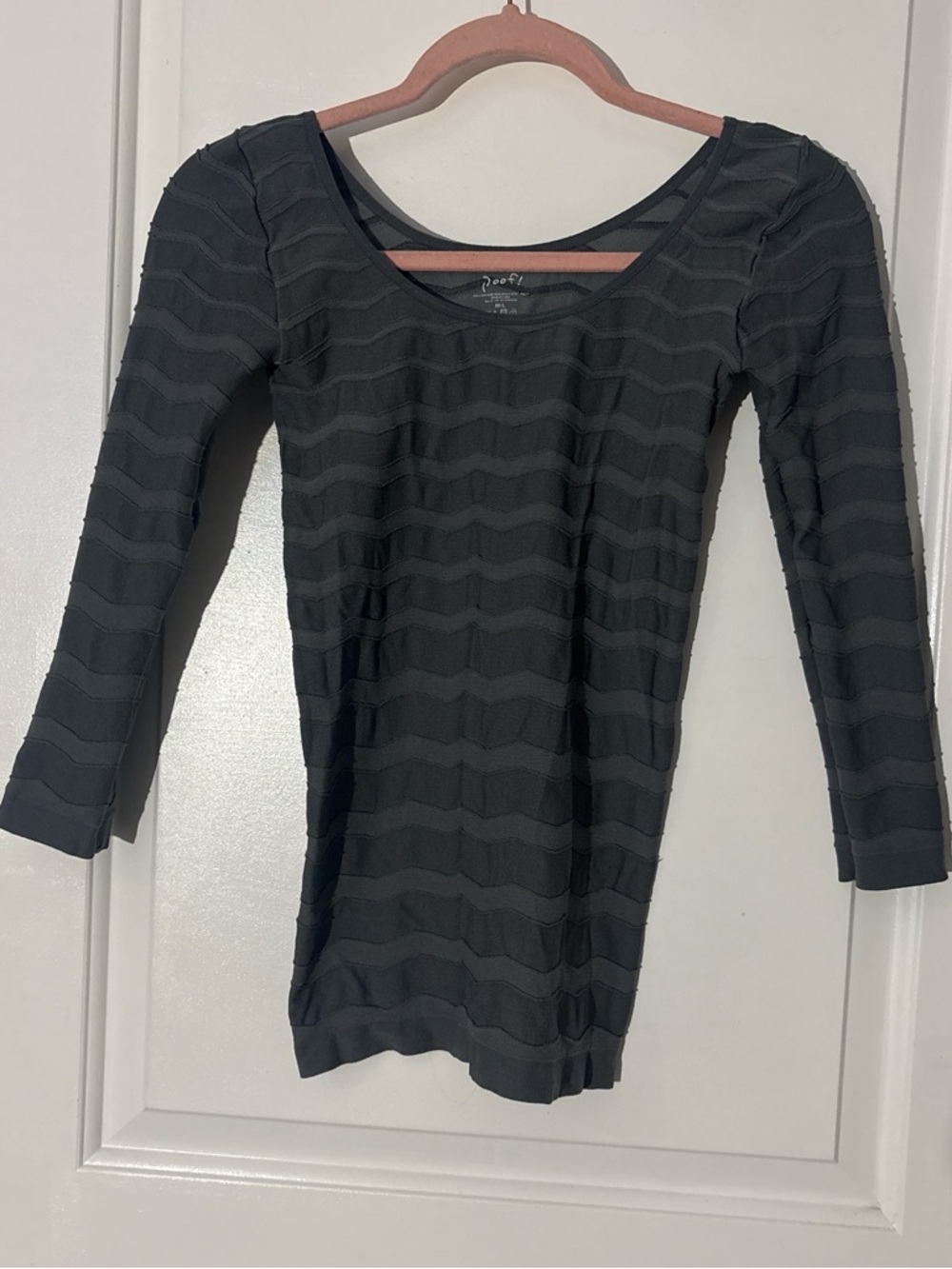 Grey Textured Scoop Neck Top